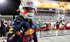 Max Verstappen (NLD) Red Bull Racing celebrates his pole position in qualifying parc ferme.