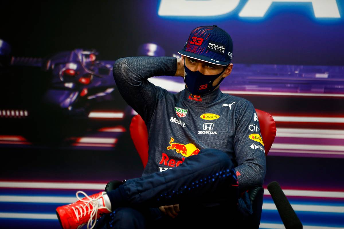 Max Verstappen (NLD) Red Bull Racing in the post race FIA Press Conference. 28.03.2021. Formula 1 World Championship, Rd 1, Bahrain Grand Prix