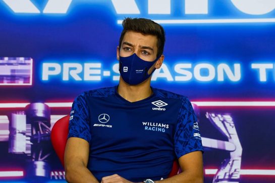 George Russell (GBR) Williams Racing in the FIA Press Conference.
13.03.2021. Formula 1 Testing, Sakhir, Bahrain, Day Two.
- www.xpbimages.com, EMail: requests@xpbimages.com © Copyright: FIA Pool Image for Editorial Use Only