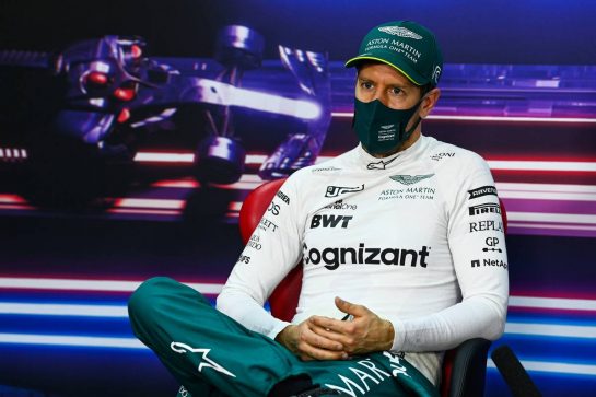 Sebastian Vettel (GER) Aston Martin F1 Team in the FIA Press Conference.
13.03.2021. Formula 1 Testing, Sakhir, Bahrain, Day Two.
- www.xpbimages.com, EMail: requests@xpbimages.com © Copyright: FIA Pool Image for Editorial Use Only