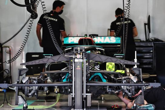 Mercedes AMG F1 W12 being prepared.
25.03.2021. Formula 1 World Championship, Rd 1, Bahrain Grand Prix, Sakhir, Bahrain, Preparation Day.
- www.xpbimages.com, EMail: requests@xpbimages.com © Copyright: Batchelor / XPB Images
