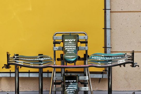 Aston Martin F1 Team AMR21 front wing.
25.03.2021. Formula 1 World Championship, Rd 1, Bahrain Grand Prix, Sakhir, Bahrain, Preparation Day.
- www.xpbimages.com, EMail: requests@xpbimages.com © Copyright: Batchelor / XPB Images