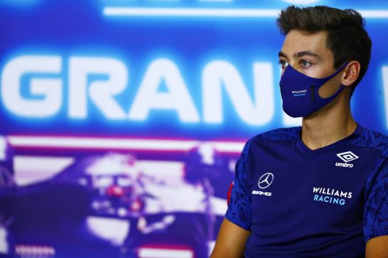 George Russell (GBR) Williams Racing in the FIA Press Conference.
25.03.2021. Formula 1 World Championship, Rd 1, Bahrain Grand Prix, Sakhir, Bahrain, Preparation Day.
- www.xpbimages.com, EMail: requests@xpbimages.com © Copyright: FIA Pool Image for Editorial Use Only