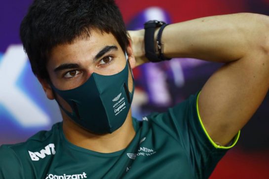 Lance Stroll (CDN) Aston Martin F1 Team in the FIA Press Conference.
25.03.2021. Formula 1 World Championship, Rd 1, Bahrain Grand Prix, Sakhir, Bahrain, Preparation Day.
- www.xpbimages.com, EMail: requests@xpbimages.com © Copyright: FIA Pool Image for Editorial Use Only