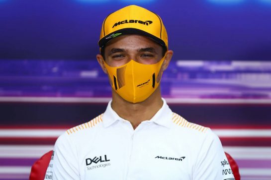 Lando Norris (GBR) McLaren in the FIA Press Conference.
25.03.2021. Formula 1 World Championship, Rd 1, Bahrain Grand Prix, Sakhir, Bahrain, Preparation Day.
- www.xpbimages.com, EMail: requests@xpbimages.com © Copyright: FIA Pool Image for Editorial Use Only