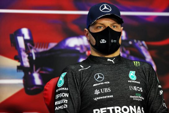 Valtteri Bottas (FIN) Mercedes AMG F1 in the post qualifying FIA Press Conference.
27.03.2021. Formula 1 World Championship, Rd 1, Bahrain Grand Prix, Sakhir, Bahrain, Qualifying Day.
- www.xpbimages.com, EMail: requests@xpbimages.com © Copyright: Batchelor / XPB Images