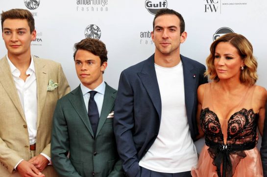 (L to R): George Russell (GBR) Williams Racing; Nyck de Vries (NLD) Mercedes AMG F1 Reserve Driver; Nicholas Latifi (CDN) Williams Racing; and Natalie Pinkham (GBR) Sky Sports Presenter, at the Amber Lounge Fashion Show.
21.05.2021. Formula 1 World Championship, Rd 5, Monaco Grand Prix, Monte Carlo, Monaco, Friday.
- www.xpbimages.com, EMail: requests@xpbimages.com © Copyright: Batchelor / XPB Images
