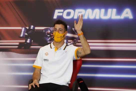 Daniel Ricciardo (AUS) McLaren in the FIA Press Conference.
19.05.2021. Formula 1 World Championship, Rd 5, Monaco Grand Prix, Monte Carlo, Monaco, Preparation Day.
- www.xpbimages.com, EMail: requests@xpbimages.com © Copyright: FIA Pool Image for Editorial Use Only