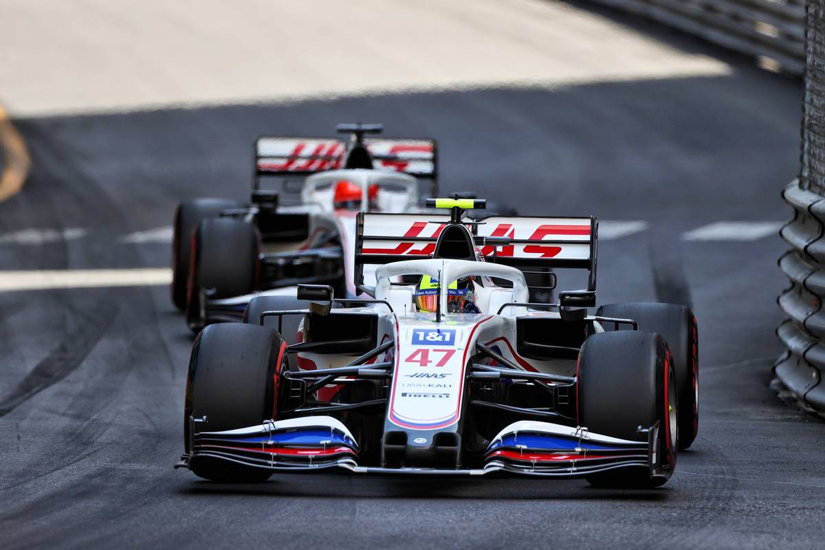 Mick Schumacher (GER) Haas VF-21 leads team mate Nikita Mazepin (RUS) Haas F1 Team VF-21. 23.05.2021. Formula 1 World Championship, Rd 5, Monaco Grand Prix, Monte Carlo