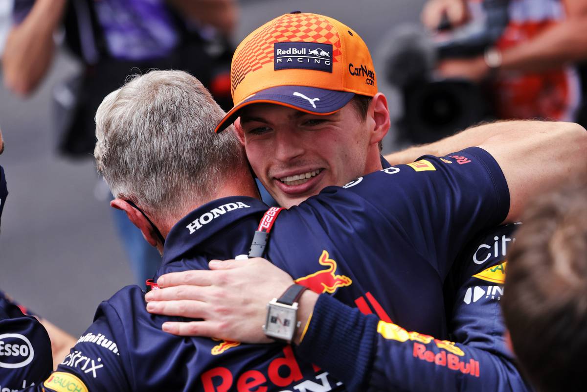 Race winner Max Verstappen (NLD) Red Bull Racing celebrates with Jonathan Wheatley (GBR) Red Bull Racing Team Manager. 23.05.2021. Formula 1 World Championship, Rd 5, Monaco Grand Prix,
