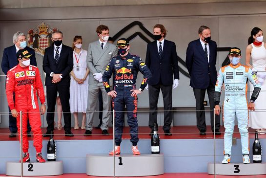 The podium (L to R): Max Verstappen (NLD) Red Bull Racing, second; Lewis Hamilton (GBR) Mercedes AMG F1, race winner; Valtteri Bottas (FIN) Mercedes AMG F1, third.
23.05.2021. Formula 1 World Championship, Rd 5, Monaco Grand Prix, Monte Carlo, Monaco, Race Day.
- www.xpbimages.com, EMail: requests@xpbimages.com © Copyright: Batchelor / XPB Images