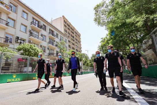 Esteban Ocon (FRA) Alpine F1 Team walks the circuit with the team.
03.06.2021. Formula 1 World Championship, Rd 6, Azerbaijan Grand Prix, Baku Street Circuit, Azerbaijan, Preparation Day.
- www.xpbimages.com, EMail: requests@xpbimages.com © Copyright: Charniaux / XPB Images