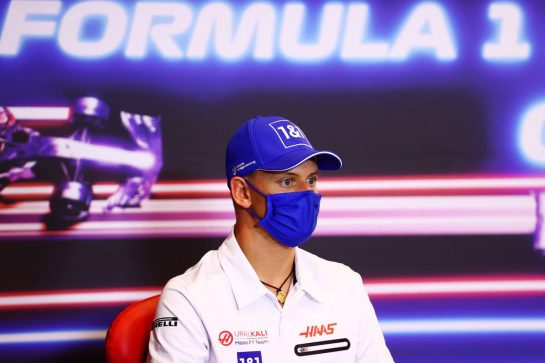 Mick Schumacher (GER) Haas F1 Team in the FIA Press Conference.
03.06.2021. Formula 1 World Championship, Rd 6, Azerbaijan Grand Prix, Baku Street Circuit, Azerbaijan, Preparation Day.
- www.xpbimages.com, EMail: requests@xpbimages.com © Copyright: FIA Pool Image for Editorial Use Only