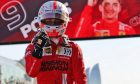 Charles Leclerc (MON) Ferrari celebrates his pole position in qualifying parc ferme. 05.06.2021. Formula 1 World Championship, Rd 6, Azerbaijan Grand Prix, Baku