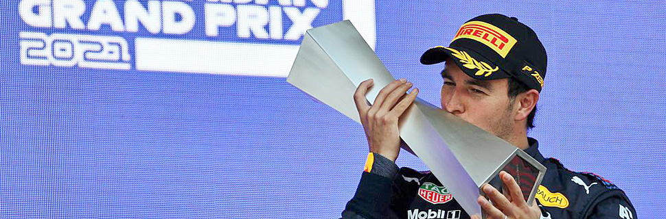 Race winner Sebastian Vettel (GER) Aston Martin F1 Team celebrates on the podium. 06.06.2021. Formula 1 World Championship, Rd 6, Azerbaijan Grand Prix, Baku