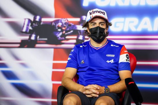 Fernando Alonso (ESP) Alpine F1 Team in the FIA Press Conference.
17.06.2021. Formula 1 World Championship, Rd 7, French Grand Prix, Paul Ricard, France, Preparation Day.
- www.xpbimages.com, EMail: requests@xpbimages.com © Copyright: FIA Pool Image for Editorial Use Only