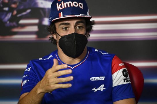 Fernando Alonso (ESP) Alpine F1 Team in the FIA Press Conference.
24.06.2021. Formula 1 World Championship, Rd 8, Steiermark Grand Prix, Spielberg, Austria, Preparation Day.
- www.xpbimages.com, EMail: requests@xpbimages.com © Copyright: FIA Pool Image for Editorial Use Only