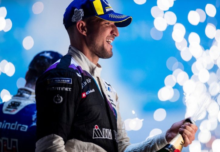 BMW Andretti's Jake Dennis clinches victory in the 2021 London E-Prix at the ExCel Centre. Saturday July 24 2021