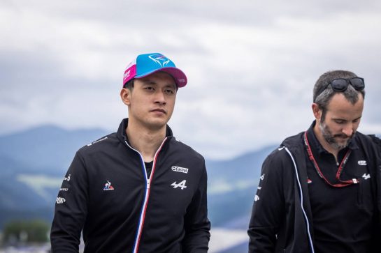 Guanyu Zhou (CHN) Alpine F1 Team Test Driver walks the circuit with the team.
01.07.2021. Formula 1 World Championship, Rd 9, Austrian Grand Prix, Spielberg, Austria, Preparation Day.
- www.xpbimages.com, EMail: requests@xpbimages.com © Copyright: Bearne / XPB Images