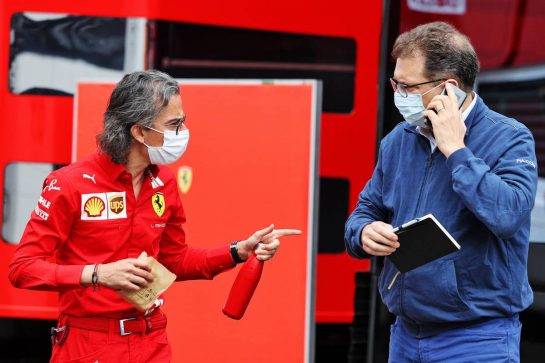 (L to R): Laurent Mekies (FRA) Ferrari Sporting Director with Nicholas Tombazis (GRE) FIA Head of Single-Seater Technical Matters.
02.07.2021. Formula 1 World Championship, Rd 9, Austrian Grand Prix, Spielberg, Austria, Practice Day.
- www.xpbimages.com, EMail: requests@xpbimages.com © Copyright: Moy / XPB Images