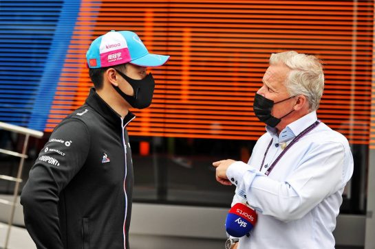 (L to R): Guanyu Zhou (CHN) Alpine F1 Team Test Driver with Johnny Herbert (GBR) Sky Sports F1 Presenter.
02.07.2021. Formula 1 World Championship, Rd 9, Austrian Grand Prix, Spielberg, Austria, Practice Day.
- www.xpbimages.com, EMail: requests@xpbimages.com © Copyright: Moy / XPB Images