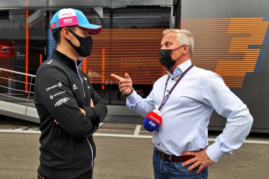 (L to R): Guanyu Zhou (CHN) Alpine F1 Team Test Driver with Johnny Herbert (GBR) Sky Sports F1 Presenter.
02.07.2021. Formula 1 World Championship, Rd 9, Austrian Grand Prix, Spielberg, Austria, Practice Day.
- www.xpbimages.com, EMail: requests@xpbimages.com © Copyright: Moy / XPB Images