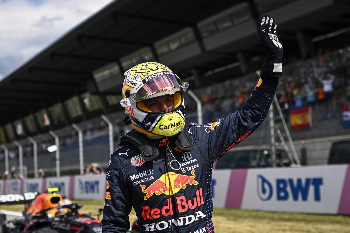 Max Verstappen (NLD) Red Bull Racing celebrates in qualifying parc ferme. 03.07.2021. Formula 1 World Championship, Rd 9, Austrian Grand Prix, Spielberg