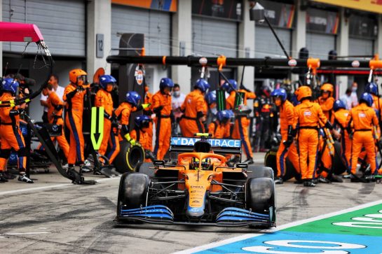Lando Norris (GBR) McLaren MCL35M leaves the pits.
04.07.2021. Formula 1 World Championship, Rd 9, Austrian Grand Prix, Spielberg, Austria, Race Day.
- www.xpbimages.com, EMail: requests@xpbimages.com © Copyright: Moy / XPB Images