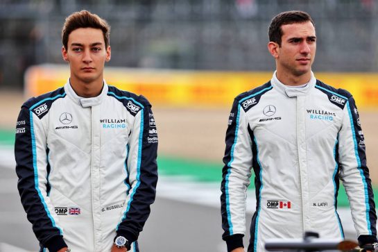(L to R): George Russell (GBR) Williams Racing and Nicholas Latifi (CDN) Williams Racing - 2022 Car Launch.
15.07.2021. Formula 1 World Championship, Rd 10, British Grand Prix, Silverstone, England, Preparation Day.
- www.xpbimages.com, EMail: requests@xpbimages.com © Copyright: Batchelor / XPB Images