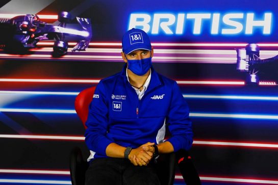 Mick Schumacher (GER) Haas F1 Team in the FIA Press Conference.
15.07.2021. Formula 1 World Championship, Rd 10, British Grand Prix, Silverstone, England, Preparation Day.
- www.xpbimages.com, EMail: requests@xpbimages.com © Copyright: FIA Pool Image for Editorial Use Only