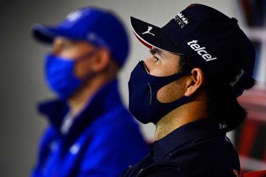 Sergio Perez (MEX) Red Bull Racing and Mick Schumacher (GER) Haas F1 Team in the FIA Press Conference.
15.07.2021. Formula 1 World Championship, Rd 10, British Grand Prix, Silverstone, England, Preparation Day.
- www.xpbimages.com, EMail: requests@xpbimages.com © Copyright: FIA Pool Image for Editorial Use Only