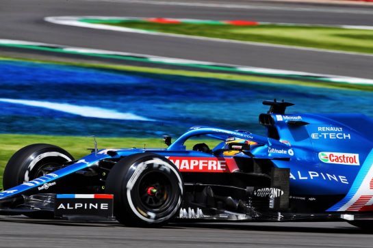 Fernando Alonso (ESP) Alpine F1 Team A521.
16.07.2021. Formula 1 World Championship, Rd 10, British Grand Prix, Silverstone, England, Practice Day.
- www.xpbimages.com, EMail: requests@xpbimages.com © Copyright: Davenport / XPB Images