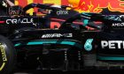 Max Verstappen (NLD) Red Bull Racing and Lewis Hamilton (GBR) Mercedes AMG F1. 17.07.2021. Formula 1 World Championship, Rd 10, British Grand Prix, Silverstone