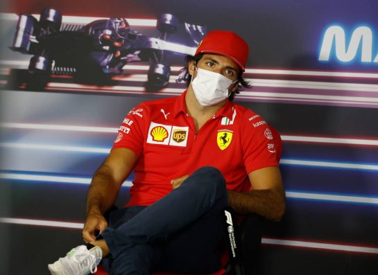 Carlos Sainz Jr (ESP) Ferrari in the FIA Press Conference.
29.07.2021. Formula 1 World Championship, Rd 11, Hungarian Grand Prix, Budapest, Hungary, Preparation Day.
- www.xpbimages.com, EMail: requests@xpbimages.com © Copyright: FIA Pool Image for Editorial Use Only