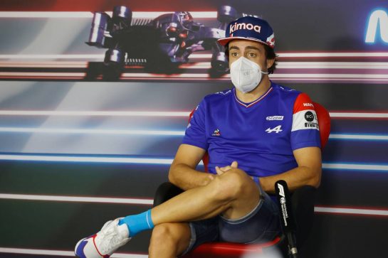 Fernando Alonso (ESP) Alpine F1 Team in the FIA Press Conference.
29.07.2021. Formula 1 World Championship, Rd 11, Hungarian Grand Prix, Budapest, Hungary, Preparation Day.
- www.xpbimages.com, EMail: requests@xpbimages.com © Copyright: FIA Pool Image for Editorial Use Only