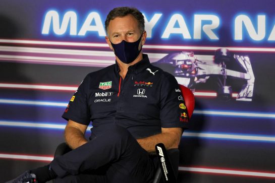 Christian Horner (GBR) Red Bull Racing Team Principal in the FIA Press Conference.
30.07.2021. Formula 1 World Championship, Rd 11, Hungarian Grand Prix, Budapest, Hungary, Practice Day.
- www.xpbimages.com, EMail: requests@xpbimages.com © Copyright: Moy / XPB Images