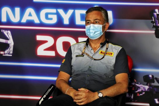 Mario Isola (ITA) Pirelli Racing Manager in the FIA Press Conference.
30.07.2021. Formula 1 World Championship, Rd 11, Hungarian Grand Prix, Budapest, Hungary, Practice Day.
- www.xpbimages.com, EMail: requests@xpbimages.com © Copyright: Moy / XPB Images
