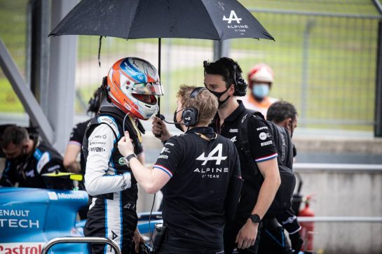 Esteban Ocon (FRA) Alpine F1 Team A521 in the pits as the race is stopped.
01.08.2021. Formula 1 World Championship, Rd 11, Hungarian Grand Prix, Budapest, Hungary, Race Day.
- www.xpbimages.com, EMail: requests@xpbimages.com © Copyright: Bearne / XPB Images