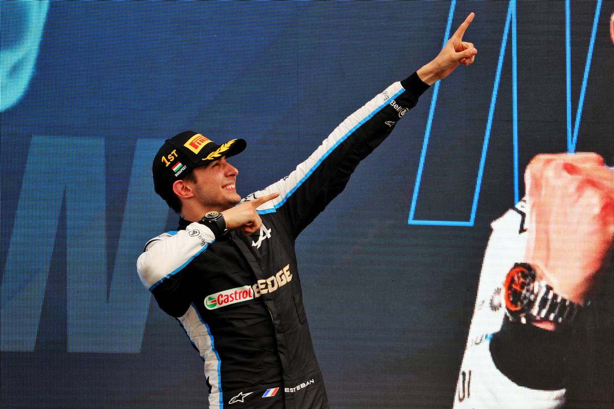Race winner Esteban Ocon (FRA) Alpine F1 Team celebrates on the podium. 01.08.2021. Formula 1 World Championship, Rd 11, Hungarian Grand Prix, Budapest