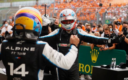 Race winner Esteban Ocon (FRA) Alpine F1 Team celebrates in parc ferme with team mate Fernando Alonso (ESP) Alpine F1 Team.
01.08.2021. Formula 1 World Championship, Rd 11, Hungarian Grand Prix, Budapest, Hungary, Race Day.
- www.xpbimages.com, EMail: requests@xpbimages.com © Copyright: FIA Pool Image for Editorial Use Only