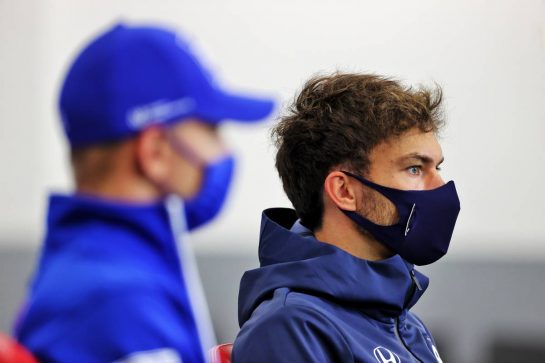 Pierre Gasly (FRA) AlphaTauri in the FIA Press Conference.
26.08.2021. Formula 1 World Championship, Rd 12, Belgian Grand Prix, Spa Francorchamps, Belgium, Preparation Day.
- www.xpbimages.com, EMail: requests@xpbimages.com © Copyright: Charniaux / XPB Images