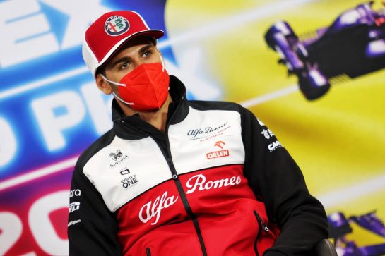 Antonio Giovinazzi (ITA) Alfa Romeo Racing in the FIA Press Conference.
26.08.2021. Formula 1 World Championship, Rd 12, Belgian Grand Prix, Spa Francorchamps, Belgium, Preparation Day.
- www.xpbimages.com, EMail: requests@xpbimages.com © Copyright: Charniaux / XPB Images