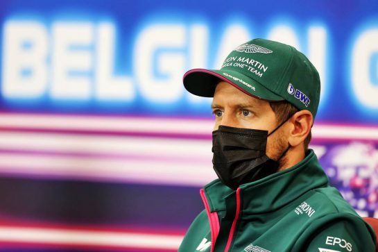 Sebastian Vettel (GER) Aston Martin F1 Team in the FIA Press Conference.
26.08.2021. Formula 1 World Championship, Rd 12, Belgian Grand Prix, Spa Francorchamps, Belgium, Preparation Day.
- www.xpbimages.com, EMail: requests@xpbimages.com © Copyright: Charniaux / XPB Images