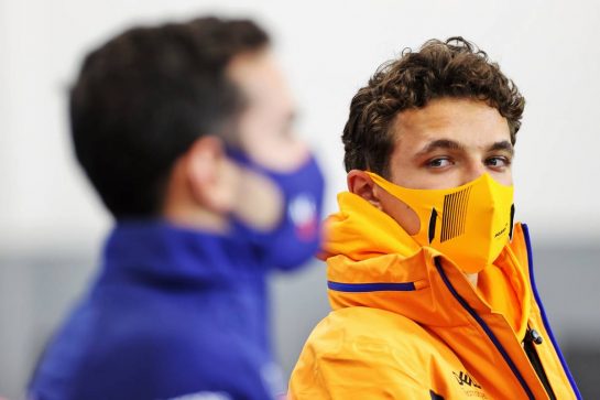 Lando Norris (GBR) McLaren in the FIA Press Conference.
26.08.2021. Formula 1 World Championship, Rd 12, Belgian Grand Prix, Spa Francorchamps, Belgium, Preparation Day.
- www.xpbimages.com, EMail: requests@xpbimages.com © Copyright: Charniaux / XPB Images