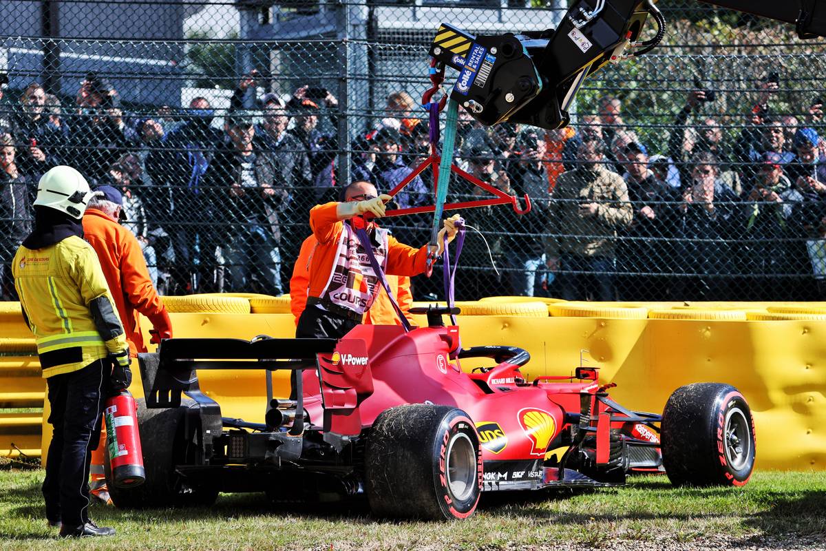 Charles Leclerc (MON) Ferrari SF-21 crashed in the second practice session. 27.08.2021. Formula 1 World Championship, Rd 12, Belgian Grand Prix, Spa
