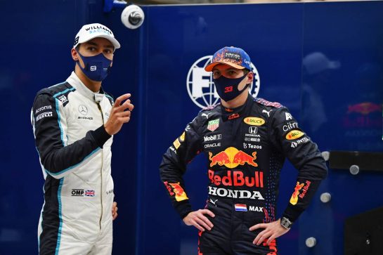 (L to R): second placed George Russell (GBR) Williams Racing in qualifying parc ferme with pole sitter Max Verstappen (NLD) Red Bull Racing.
28.08.2021. Formula 1 World Championship, Rd 12, Belgian Grand Prix, Spa Francorchamps, Belgium, Qualifying Day.
- www.xpbimages.com, EMail: requests@xpbimages.com © Copyright: FIA Pool Image for Editorial Use Only