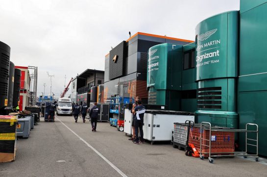 Paddock atmosphere - Aston Martin F1 Team trucks.
01.09.2021. Formula 1 World Championship, Rd 13, Dutch Grand Prix, Zandvoort, Netherlands, Preparation Day.
- www.xpbimages.com, EMail: requests@xpbimages.com © Copyright: Moy / XPB Images