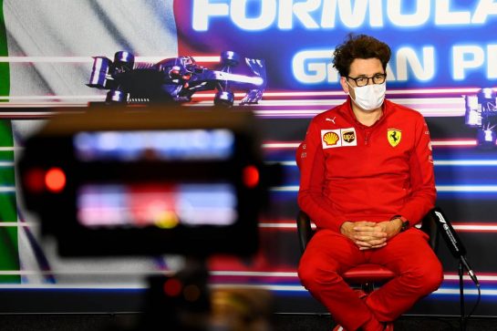 Mattia Binotto (ITA) Ferrari Team Principal in the FIA Press Conference.
10.09.2021. Formula 1 World Championship, Rd 14, Italian Grand Prix, Monza, Italy, Qualifying Day.
- www.xpbimages.com, EMail: requests@xpbimages.com © Copyright: FIA Pool Image for Editorial Use Only