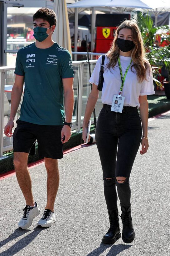 Lance Stroll (CDN) Aston Martin F1 Team with his girlfriend Sara Pagliaroli (ITA).
22.10.2021. Formula 1 World Championship, Rd 17, United States Grand Prix, Austin, Texas, USA, Practice Day.
- www.xpbimages.com, EMail: requests@xpbimages.com © Copyright: Batchelor / XPB Images