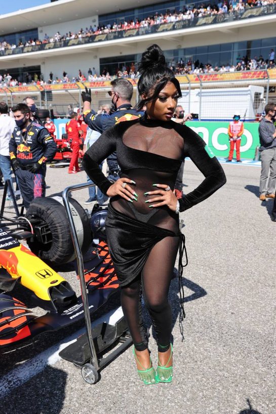 Megan Thee Stallion (USA) Rapper.
24.10.2021. Formula 1 World Championship, Rd 17, United States Grand Prix, Austin, Texas, USA, Race Day.
- www.xpbimages.com, EMail: requests@xpbimages.com © Copyright: Batchelor / XPB Images